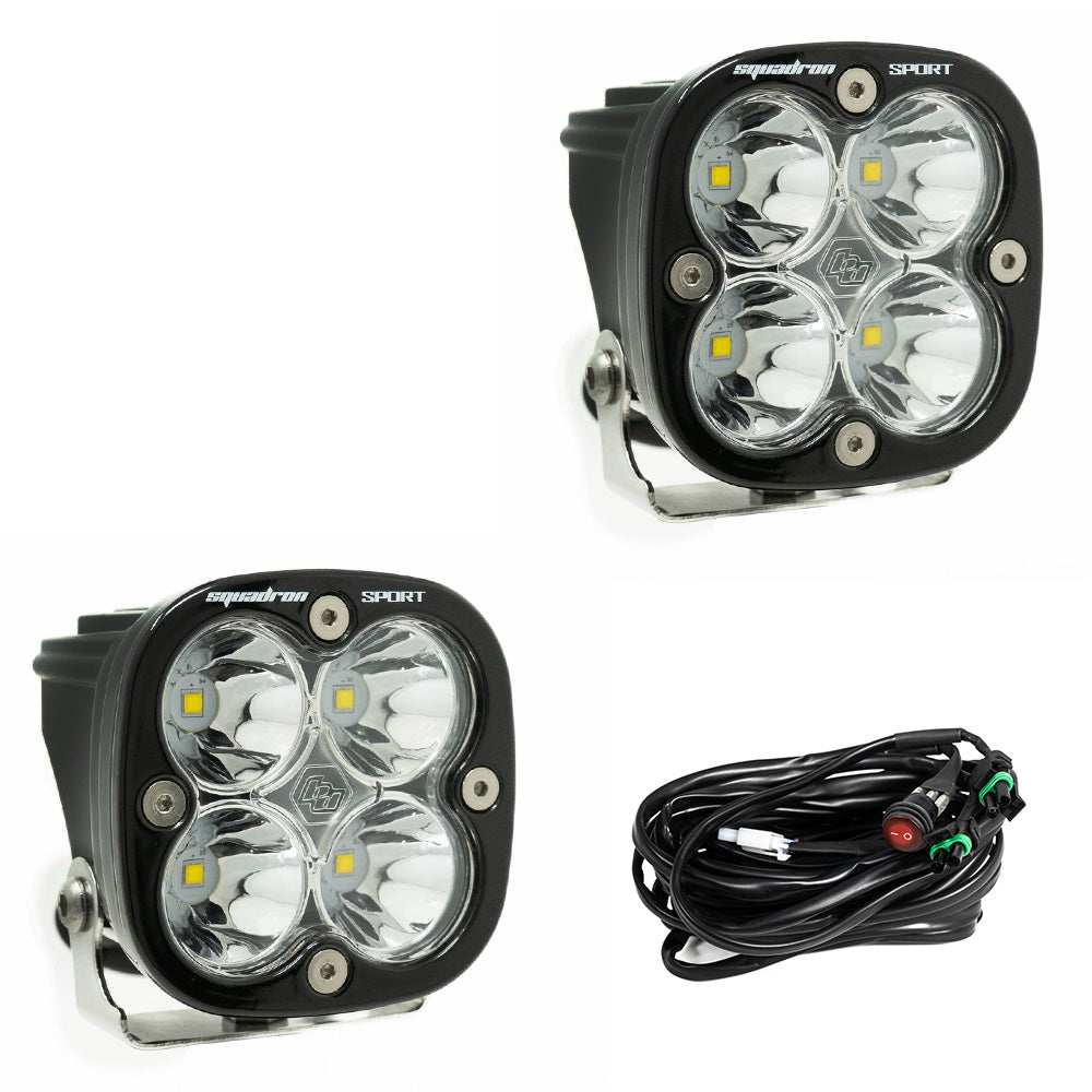 Baja Designs Clear Squadron Sport Black LED Auxiliary Light Pod Pair