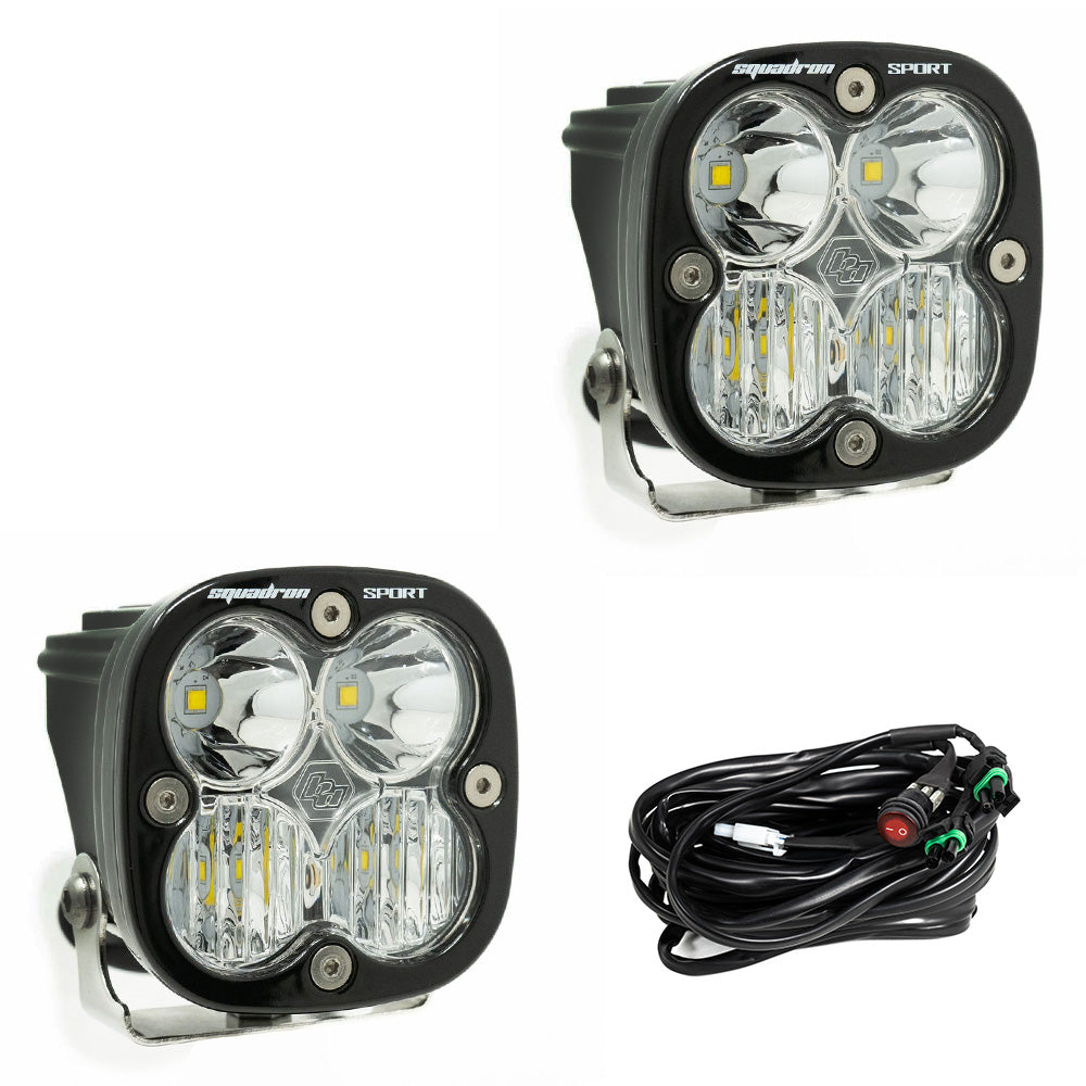 Baja Designs Clear Squadron Sport Black LED Auxiliary Light Pod Pair