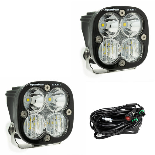 Baja Designs Clear Squadron Sport Black LED Auxiliary Light Pod Pair