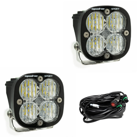 Baja Designs Clear Squadron Sport Black LED Auxiliary Light Pod Pair