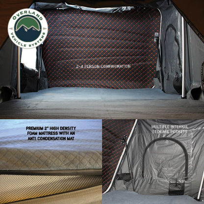 Overland Vehicle Systems HD Bundu 4 - Hard Shell Roof Top Tent, 4 Person, Grey Body and Black Rainfly