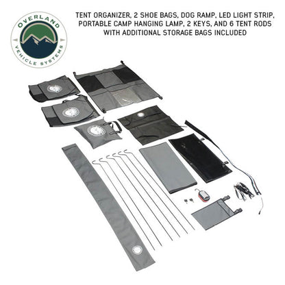 Overland Vehicle Systems HD Bundu 4 - Hard Shell Roof Top Tent, 4 Person, Grey Body and Black Rainfly