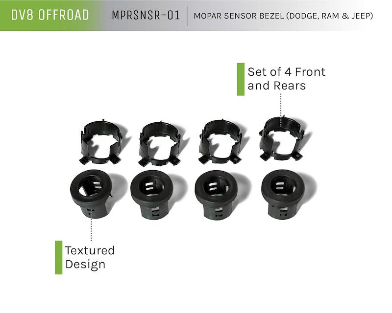 DV8 Offroad Mopar Sensor Bezel (Dodge, RAM, Jeep - Set of 4)