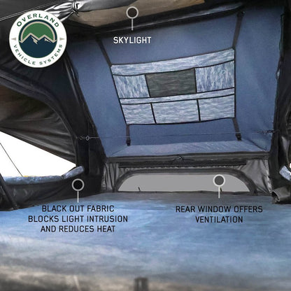 Overland Vehicle Systems XD Atlas Cantilever ABS Hard Shell Roof Top Tent, Blue Body & Black Rainfly