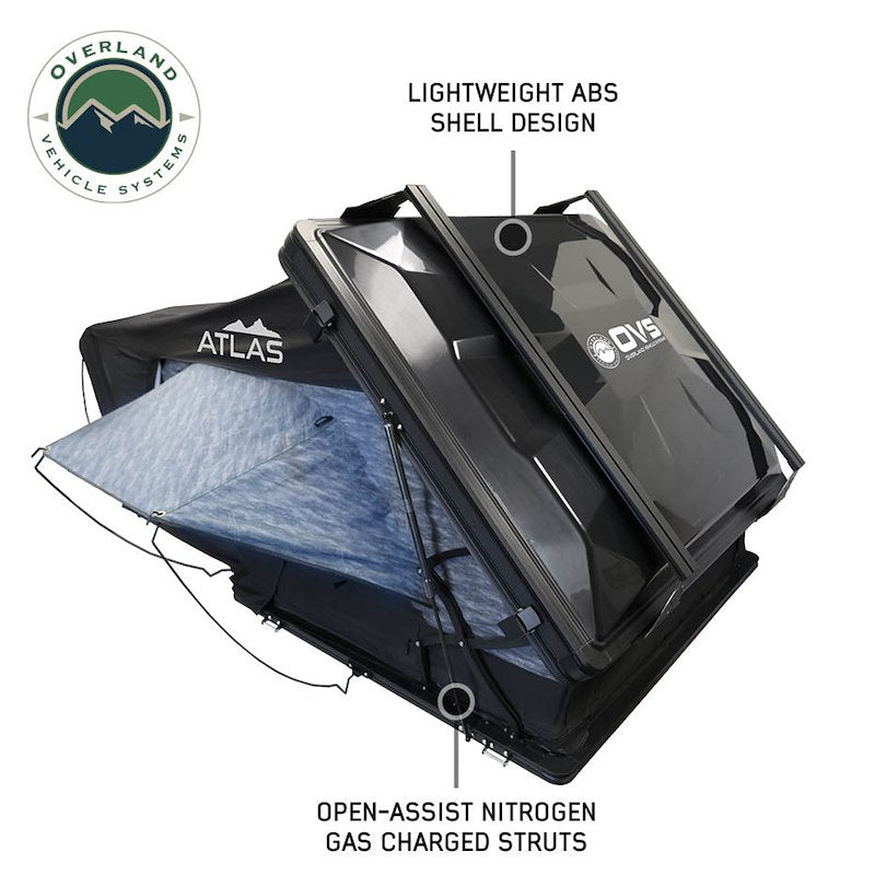 Overland Vehicle Systems XD Atlas Cantilever ABS Hard Shell Roof Top Tent, Blue Body & Black Rainfly
