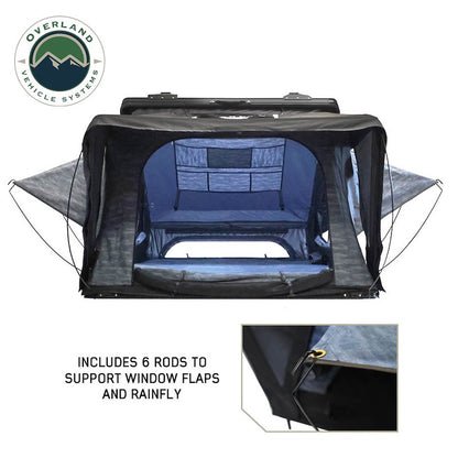 Overland Vehicle Systems XD Atlas Cantilever ABS Hard Shell Roof Top Tent, Blue Body & Black Rainfly