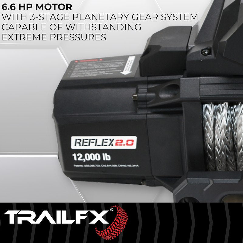 TrailFX Reflex 2.0 Synthetic Rope Winch – 12,000 lb