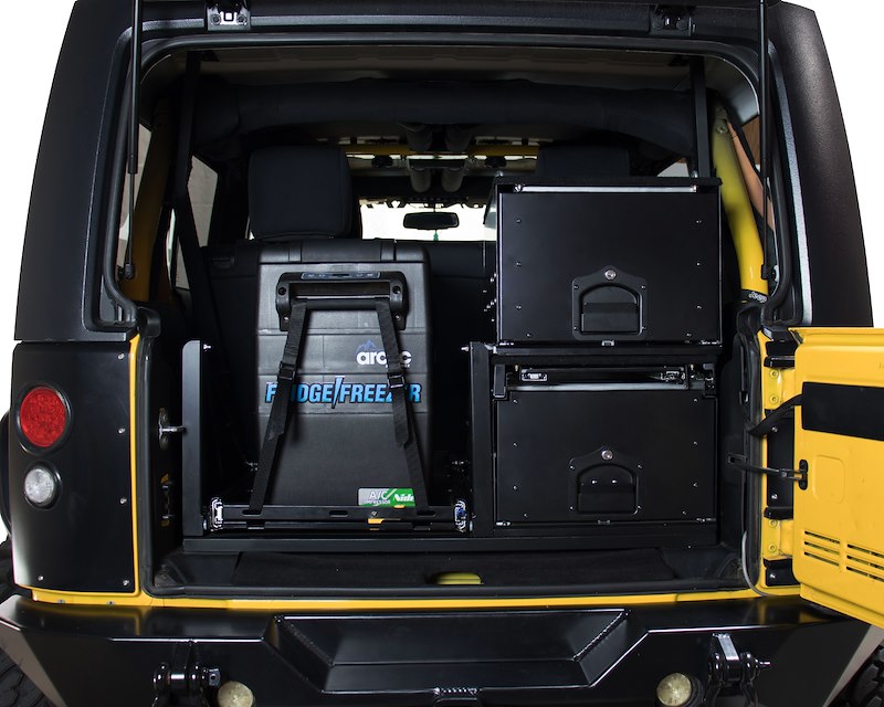 Overland Vehicle Systems Camping Cargo Box With Slide Out Drawer & Working Station