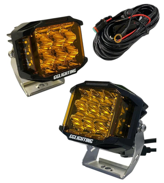GG Lighting CB60 Amber Pod Light Bundle w/ Wiring Harness