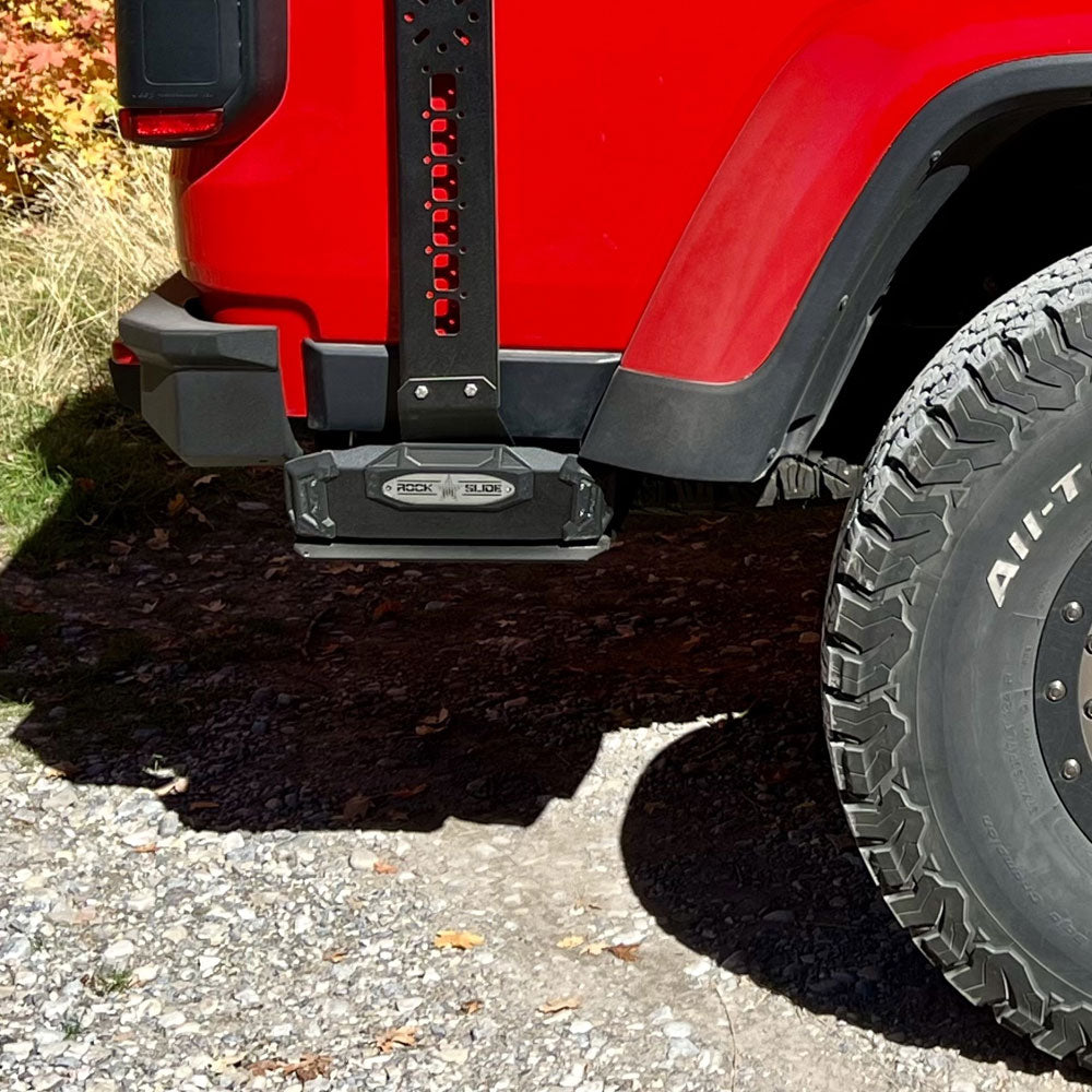 Rock Slide Engineering R-STEP 9 Inch Wide For 2020-2023 Jeep Gladiator Bed Step Attachment Brackets Passenger Side Behind Rear GAS MOTOR Tire