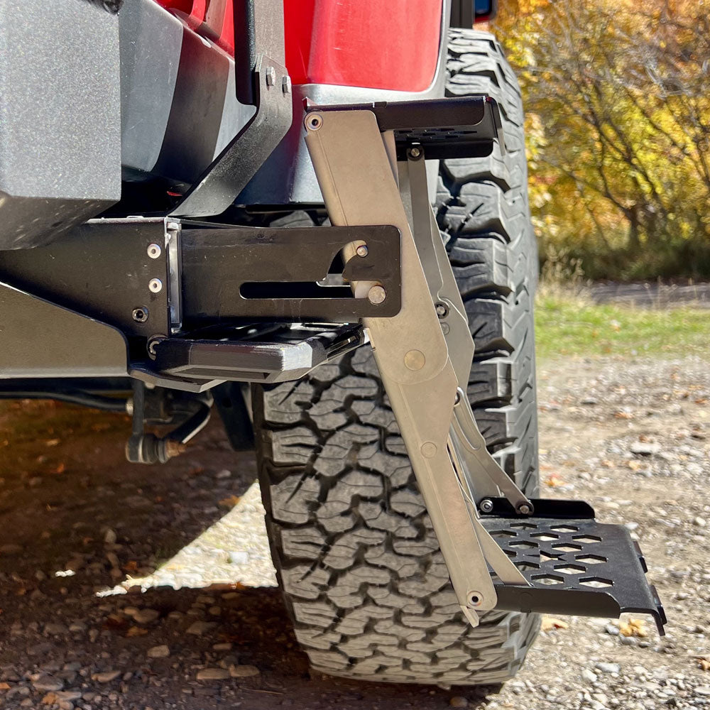Rock Slide Engineering R-STEP 9 Inch Wide For 2020-2023 Jeep Gladiator Bed Step Attachment Brackets Passenger Side Behind Rear GAS MOTOR Tire