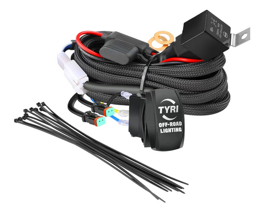 TYRI Off-Road Lighting XL Relay Wiring Harness With Switch for Roof Mounting