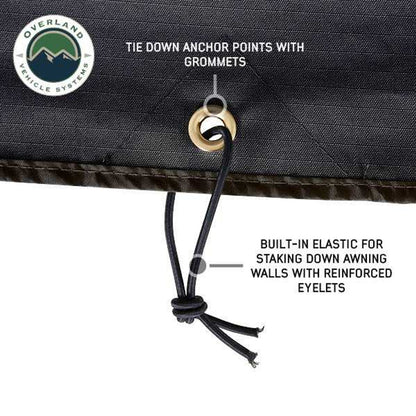 Overland Vehicle Systems XD Nomadic 270 - Awning Wall 2 W/Black Out, Passenger Side, Black Body, Black Trim W/Storage Bag