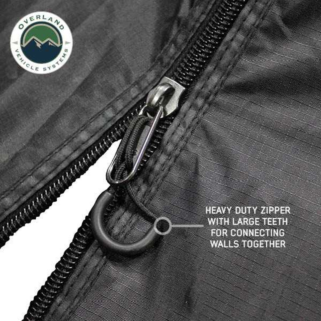 Overland Vehicle Systems XD Nomadic 270 - Awning Wall 2 W/Black Out, Passenger Side, Black Body, Black Trim W/Storage Bag