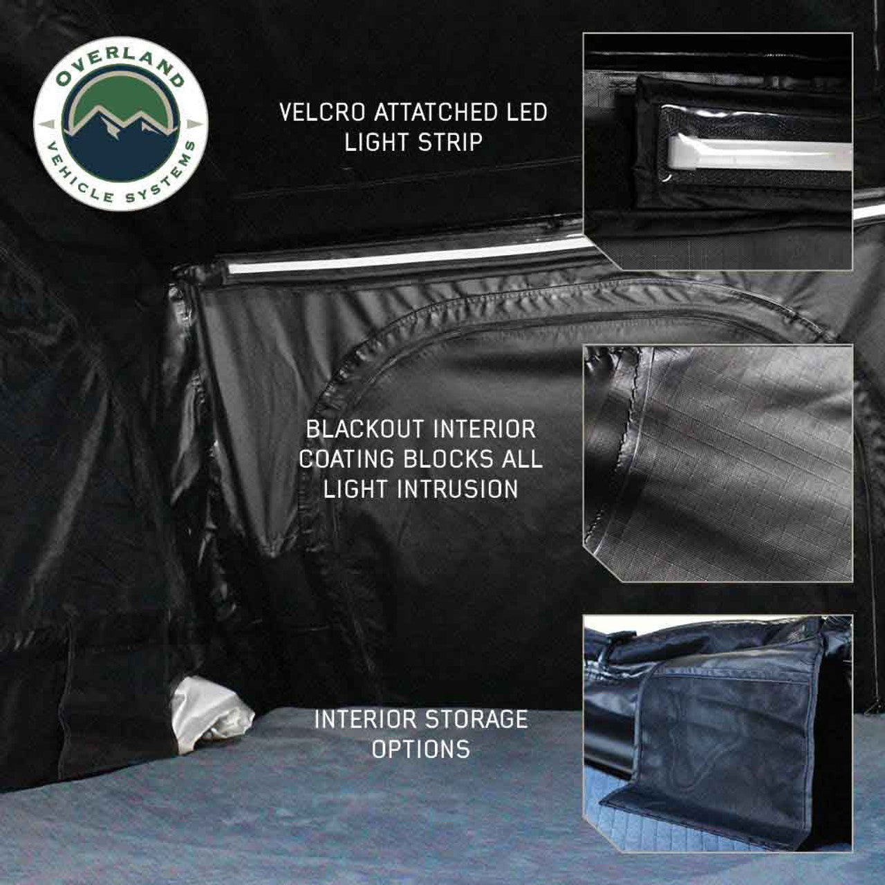 Overland Vehicle Systems XD Sherpa S4S - Soft Sided Roof Top Tent, 4 Person, Grey Body and Black Rainfly