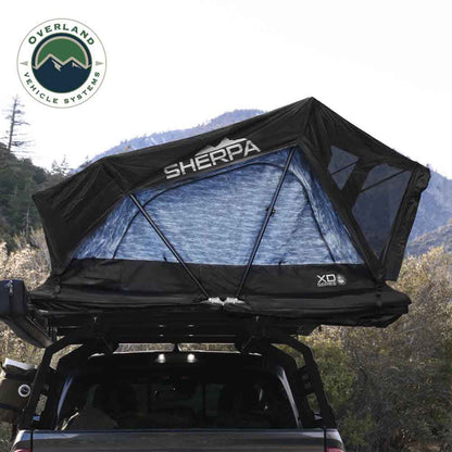 Overland Vehicle Systems XD Sherpa S4S - Soft Sided Roof Top Tent, 4 Person, Grey Body and Black Rainfly