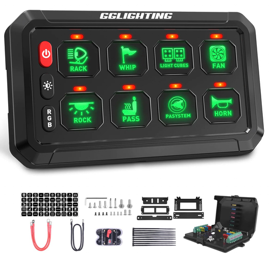GG Lighting 8-Gang Switch Panel Kit w/ RGB & Bluetooth App Control