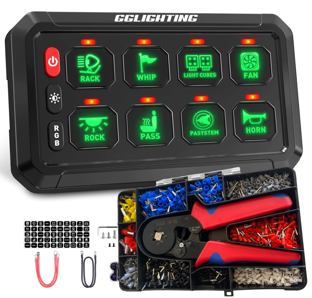 GG Lighting 8-Gang Switch Panel Kit w/ RGB & Bluetooth App Control
