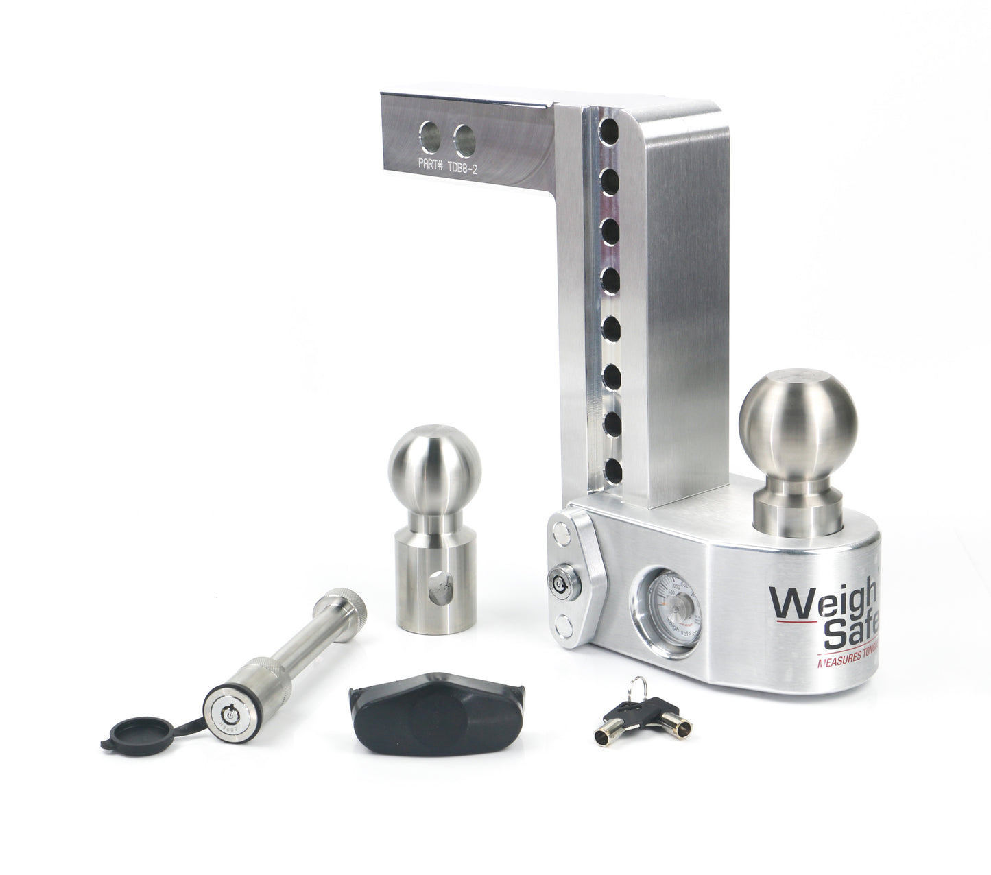 Weigh Safe Adjustable Drop Hitch - 8" Drop for 2" Shank w/Hitch Lock Pin